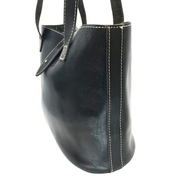 AliFieri Designer Black Leather Shoulder Bag 2 Strap Handles Handmade 11X13 - Picture 5 of 13